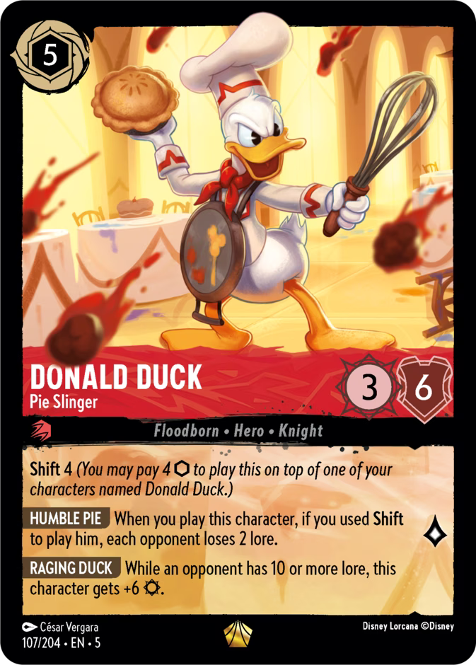 Donald Duck - Pie Slinger | Shimmering Skies #107 (Near Mint Foil) | Disney Lorcana Single Australia (Near Mint)